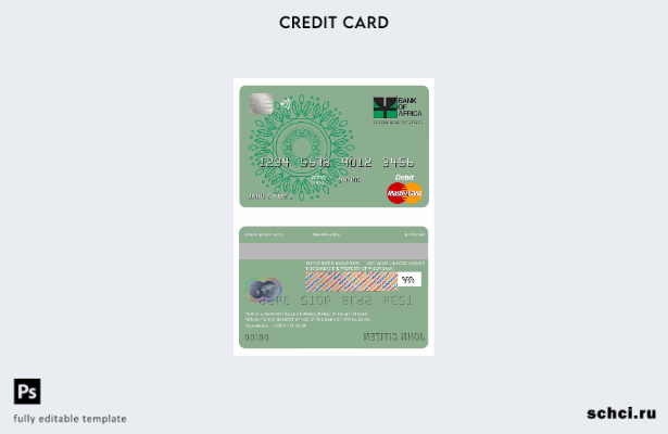 цифровая загрузка шаблона карты Mastercard Банка Африки в Бенине